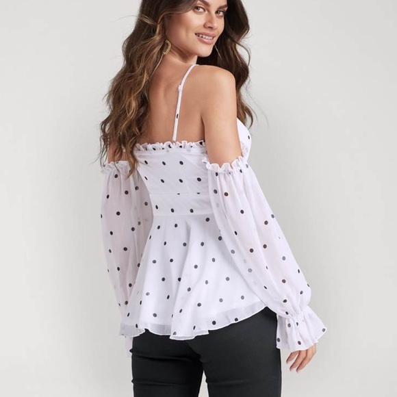 Polka-Dot Cold-Shoulder Top LIKE NEW! - Picture 6 of 8